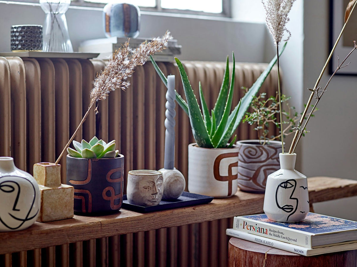 Bloomingville Lija Deco Topf Terrakotta Ø12, Weiß