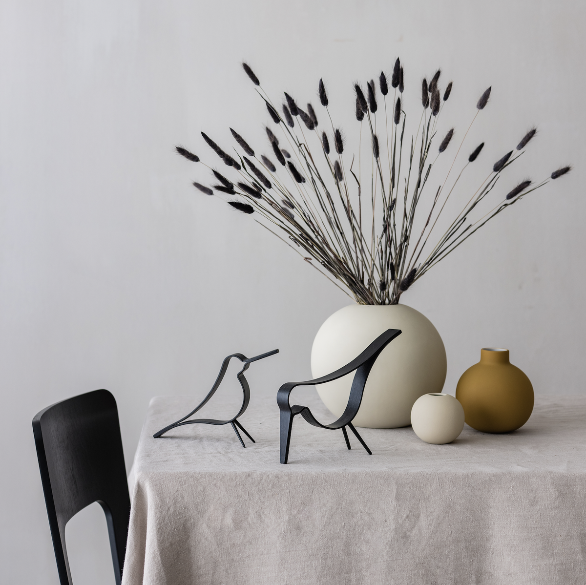 Woody Bird Dekoration Medium, Schwarz