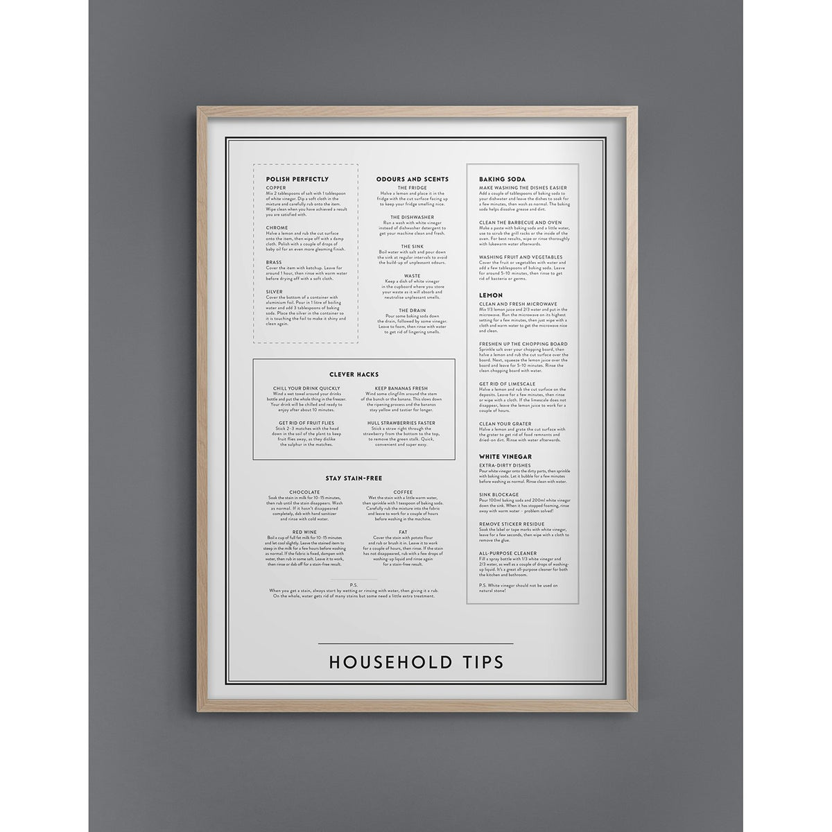 Household Tips Poster, 30x40 Cm