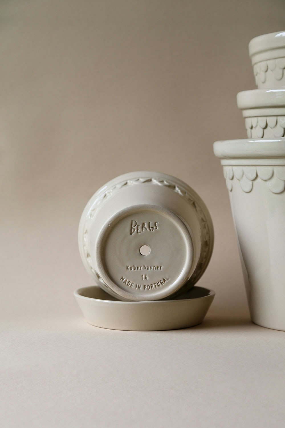 Bergs Potter Copenhagen Topf Mit Unterteller Sand Stone, Ø18 Cm