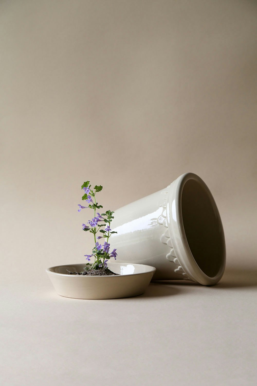 Bergs Potter Copenhagen Topf Mit Unterteller Sand Stone, Ø18 Cm