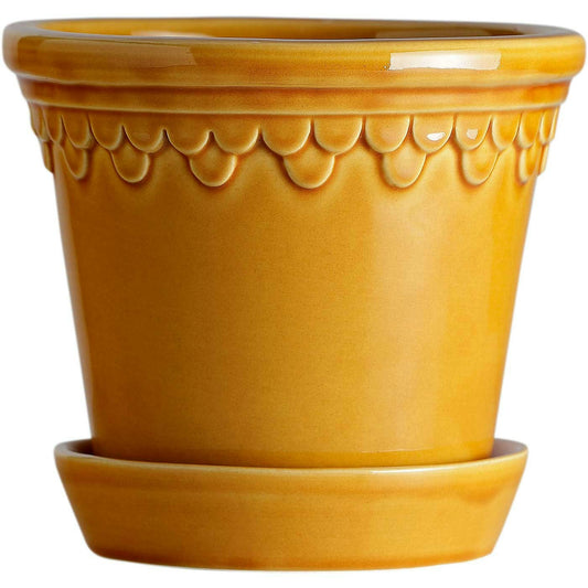 Bergs Potter Copenhagen Topf Mit Unterteller Gelb, Ø14 Cm