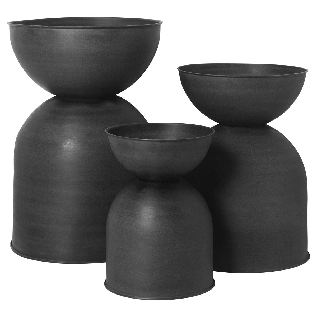 Ferm LIVING Hourglass Pot Large, Black/Dark Grey