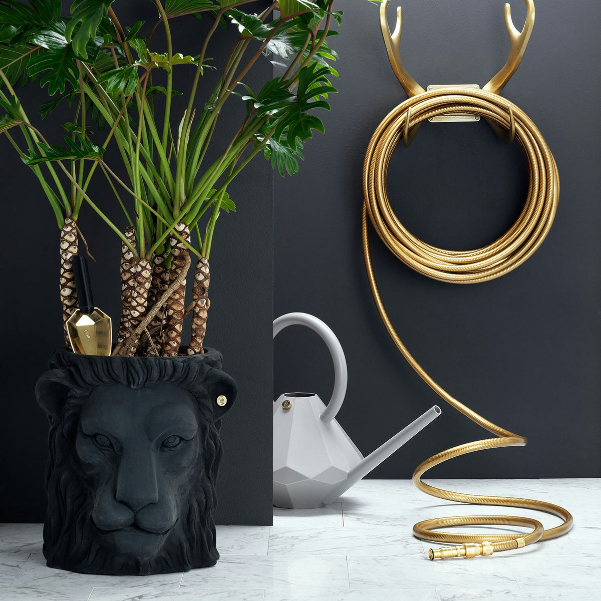  Garden Glory Lion Pot Topf L, Schwarz
