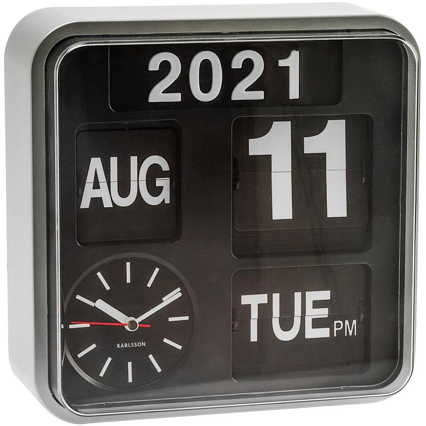 Karlsson Mini Flip Wall Clock, Silver