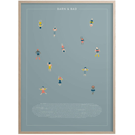  Barn + Bad Poster 30x40 Cm