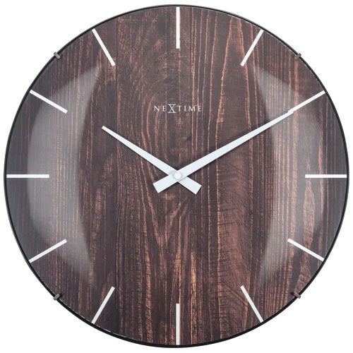 NeXtime Edge Wood Dome Wanduhr 35 Cm, Dunkelbraun
