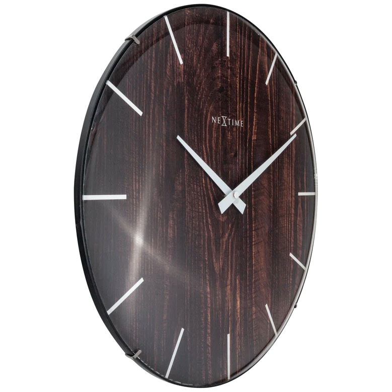 NeXtime Edge Wood Dome Wanduhr 35 Cm, Dunkelbraun