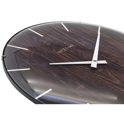 NeXtime Edge Wood Dome Wanduhr 35 Cm, Dunkelbraun