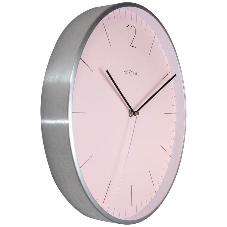 NeXtime Essential Silver Wanduhr 34 Cm, Rosa