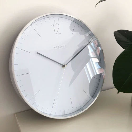 NeXtime Essential Silver Wanduhr 34 Cm, Weiß