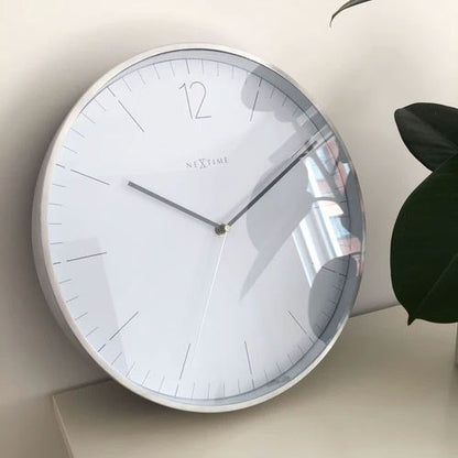 NeXtime Essential Silver Wanduhr 34 Cm, Weiß