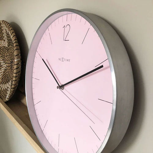 NeXtime Essential Silver Wanduhr 34 Cm, Rosa