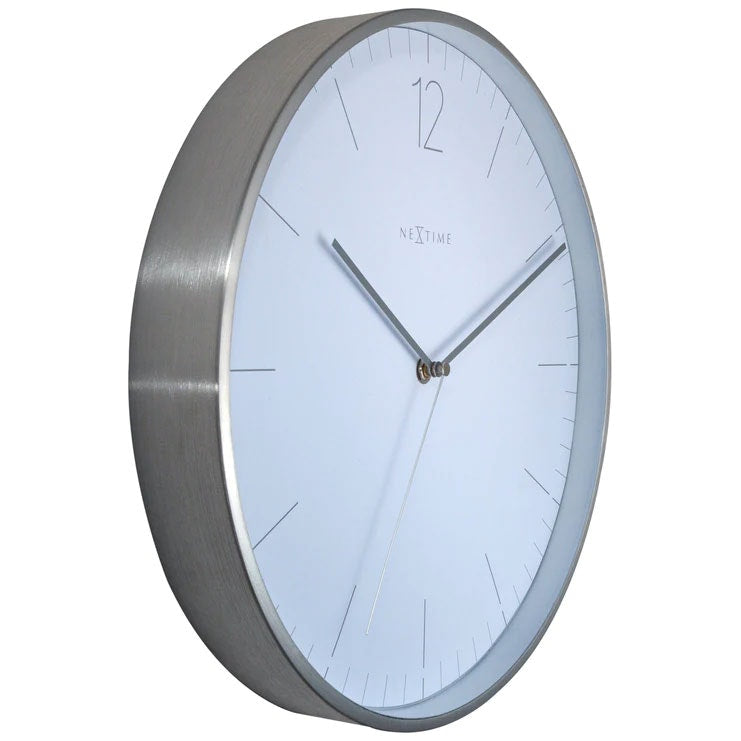 NeXtime Essential Silver Wanduhr 34 Cm, Weiß