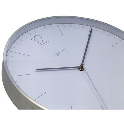 NeXtime Essential Silver Wanduhr 34 Cm, Weiß