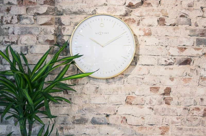 NeXtime Glamour Wall Clock, White/Gold