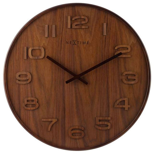 NeXtime Wood Wood Wall Clock Big, Brown