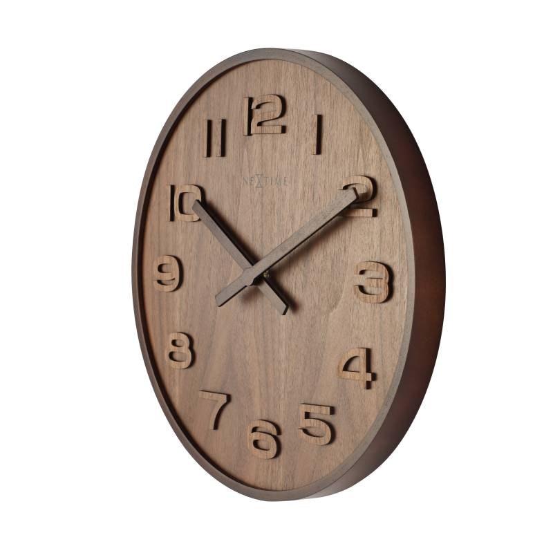 NeXtime Wood Wood Wall Clock Big, Brown