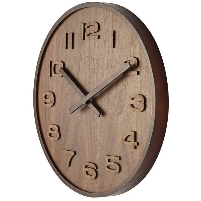 NeXtime Wood Wood Wall Clock Medium, Brown