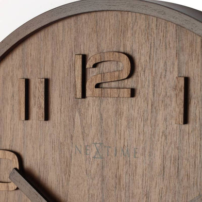 NeXtime Wood Wood Wall Clock Medium, Brown