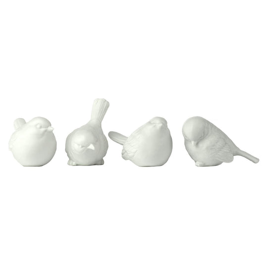 Pols Potten Porzellanvögel Sparrow 4er-Pack, Weiß